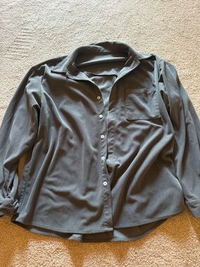 Men's Lightweight Button-Front Shirt Jacket in Charcoal